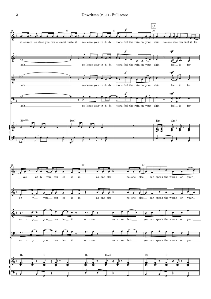 Unwritten Unwritten 4-Part scores gallery preview page 3
