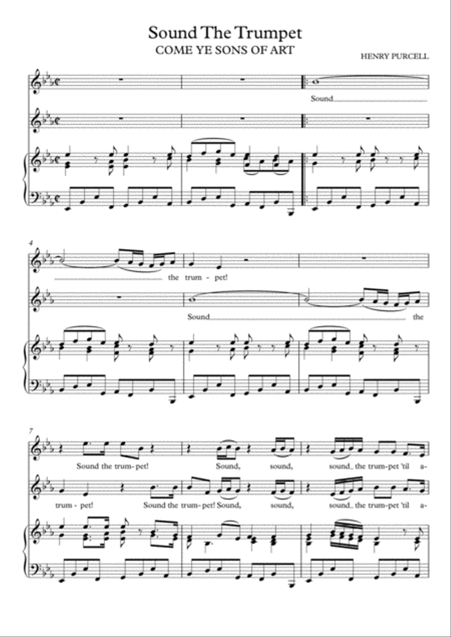Sound The Trumpet - Come Ye Sons Of Art (Eb Major) Sound The Trumpet - Come Ye Sons Of Art (Eb Major) Piano scores gallery preview page 2