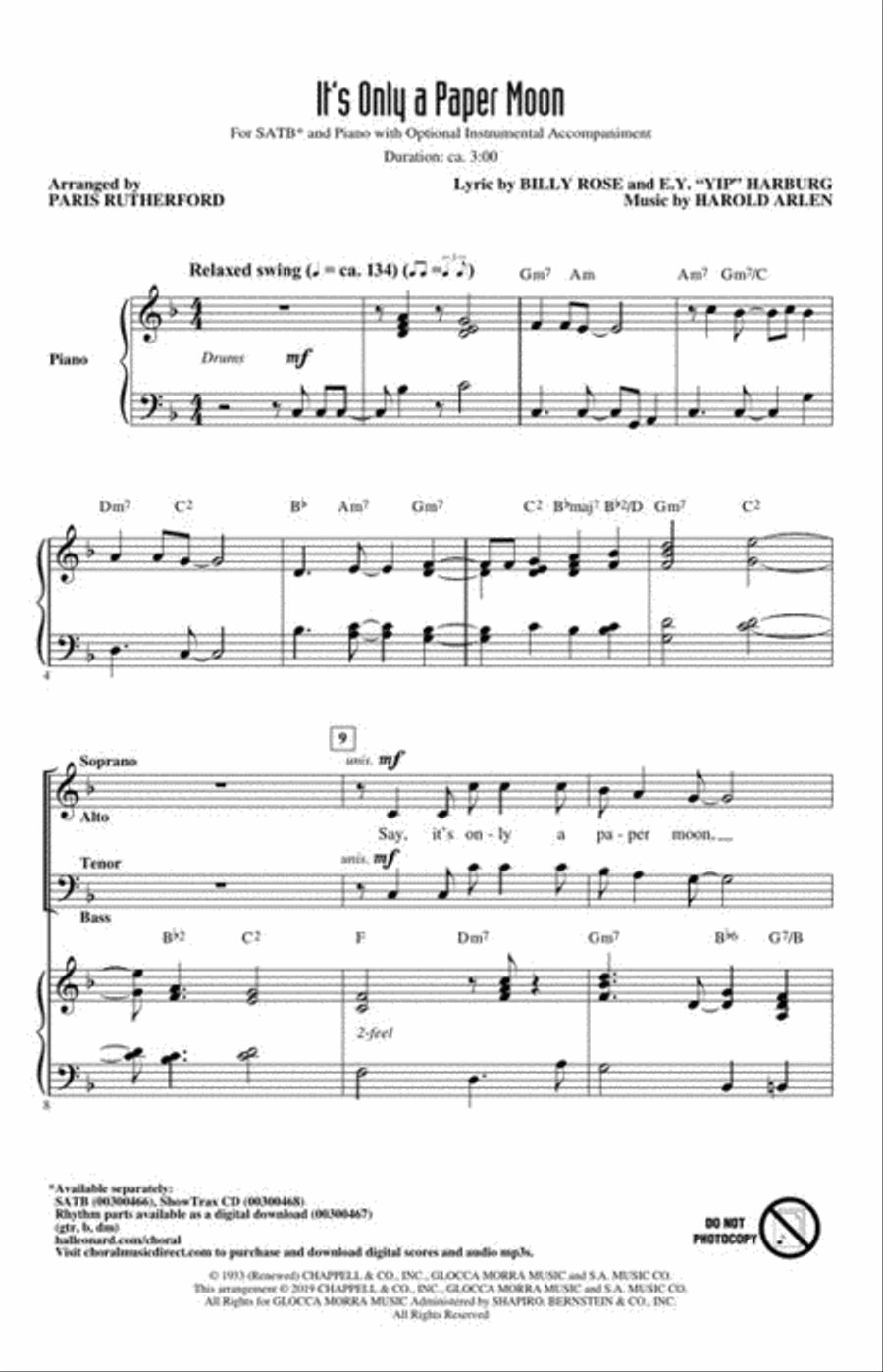 It's Only a Paper Moon 4-Part scores gallery preview page 3