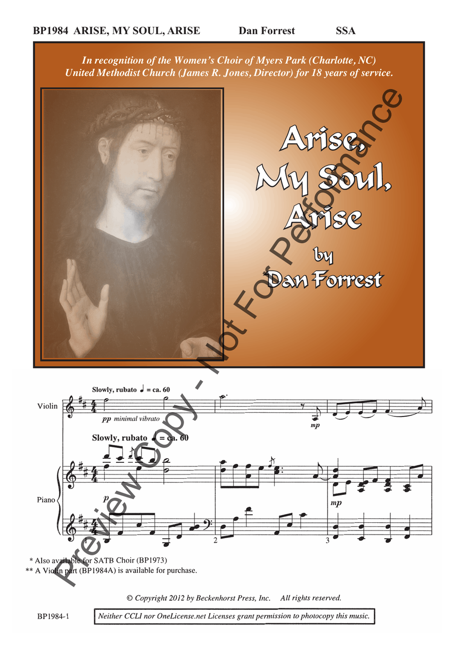 Arise, My Soul, Arise - SSA SSA scores gallery preview page 2