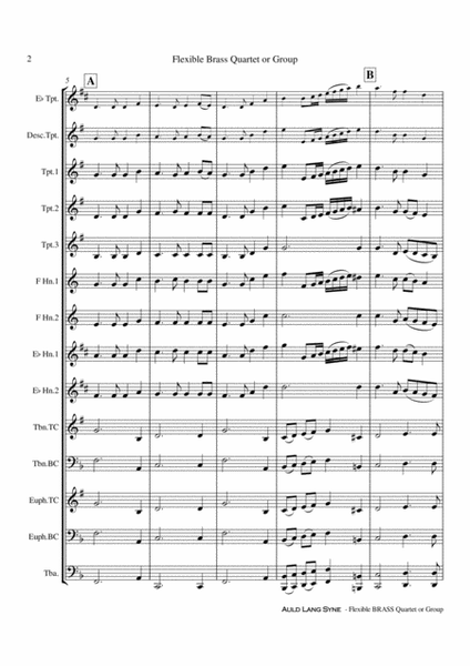Auld Lang Syne - Flexible Brass Quartet or Group Score and Parts image number null