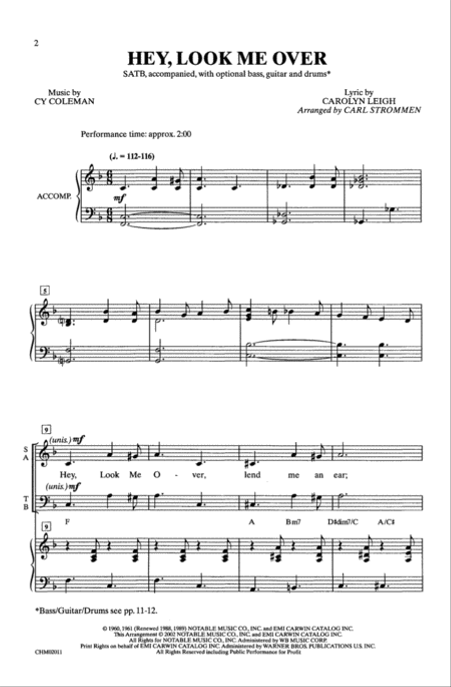 Hey, Look Me Over Hey, Look Me Over Choir scores gallery preview page 1