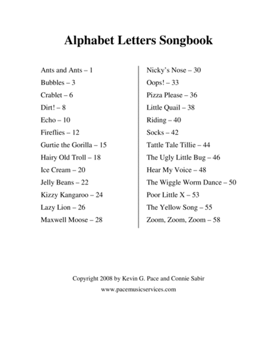 Alphabet Letters Songbook