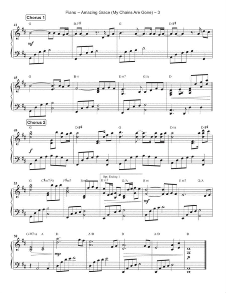 Amazing Grace (my Chains Are Gone) Piano Solo scores gallery preview page 4