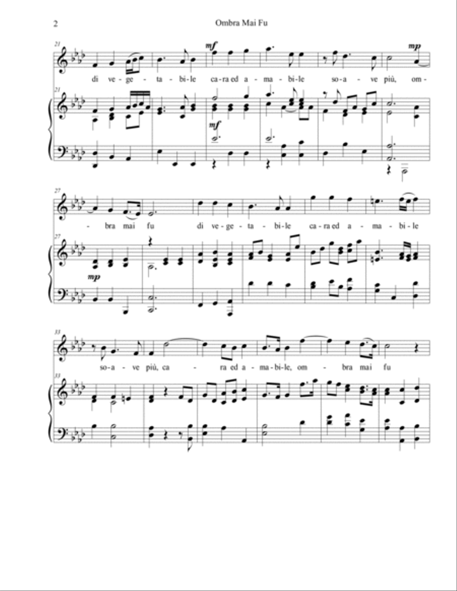 Ombra Mai Fu, Ab Major Voice scores gallery preview page 2