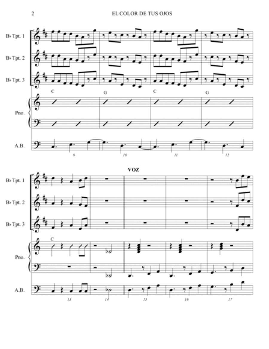 EL COLOR DE TUS OJOS Jazz Ensemble scores gallery preview page 2