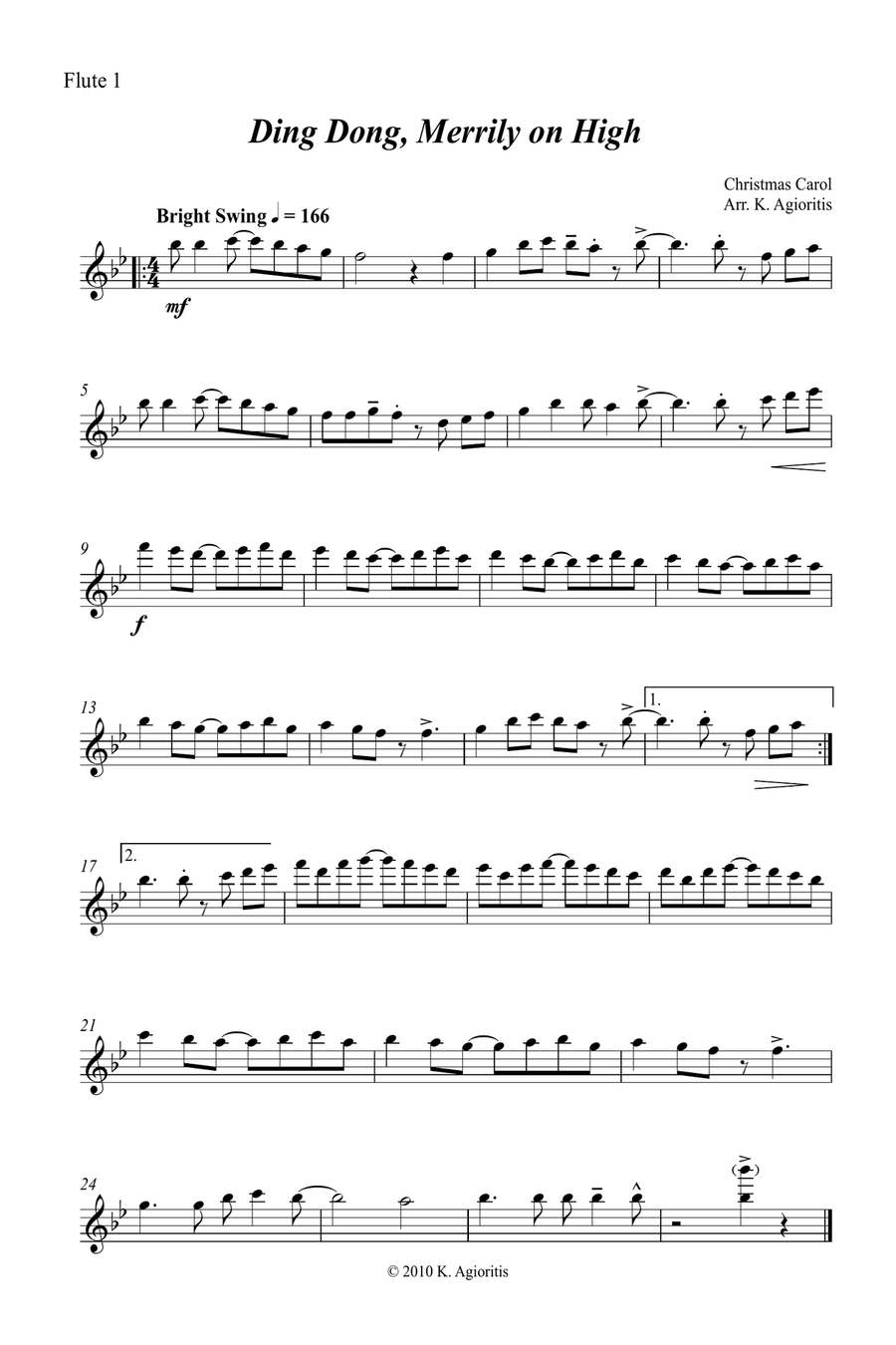 Jazz Carols Collection #2 Flute Quartet (Ding Dong Merrily, O Come All Ye Faithful, Royal David) Flute Quartet scores gallery preview page 6
