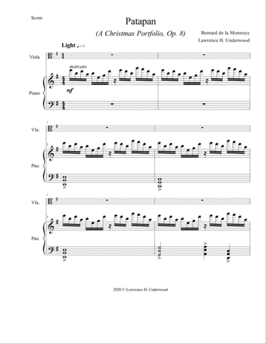 Patapan for Solo Viola Piano scores gallery preview page 2