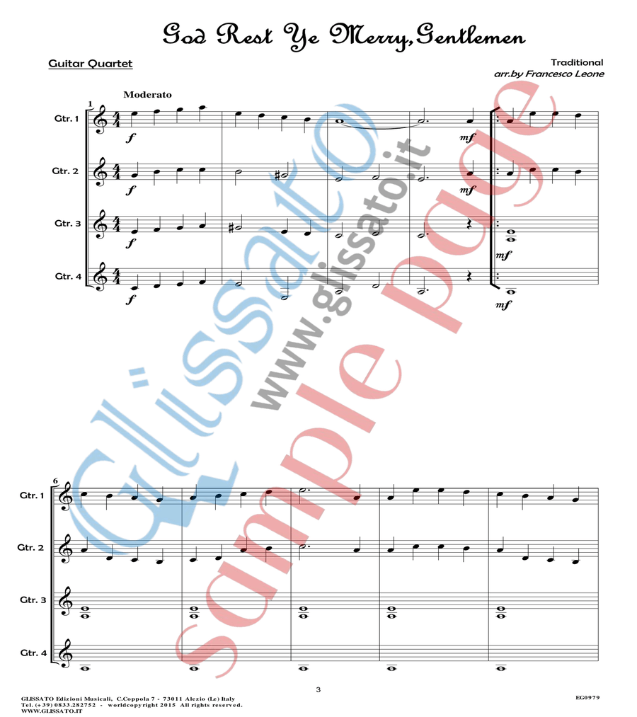 10 Easy Christmas Tunes - Guitar Quartet (score ) image number null