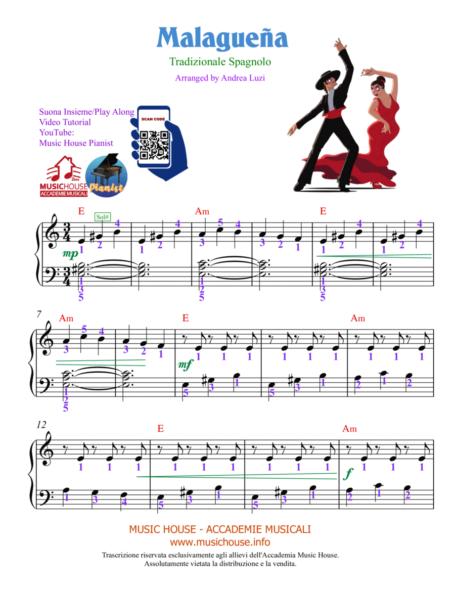 Malagueña - EASY PIANO Easy Piano scores gallery preview page 1