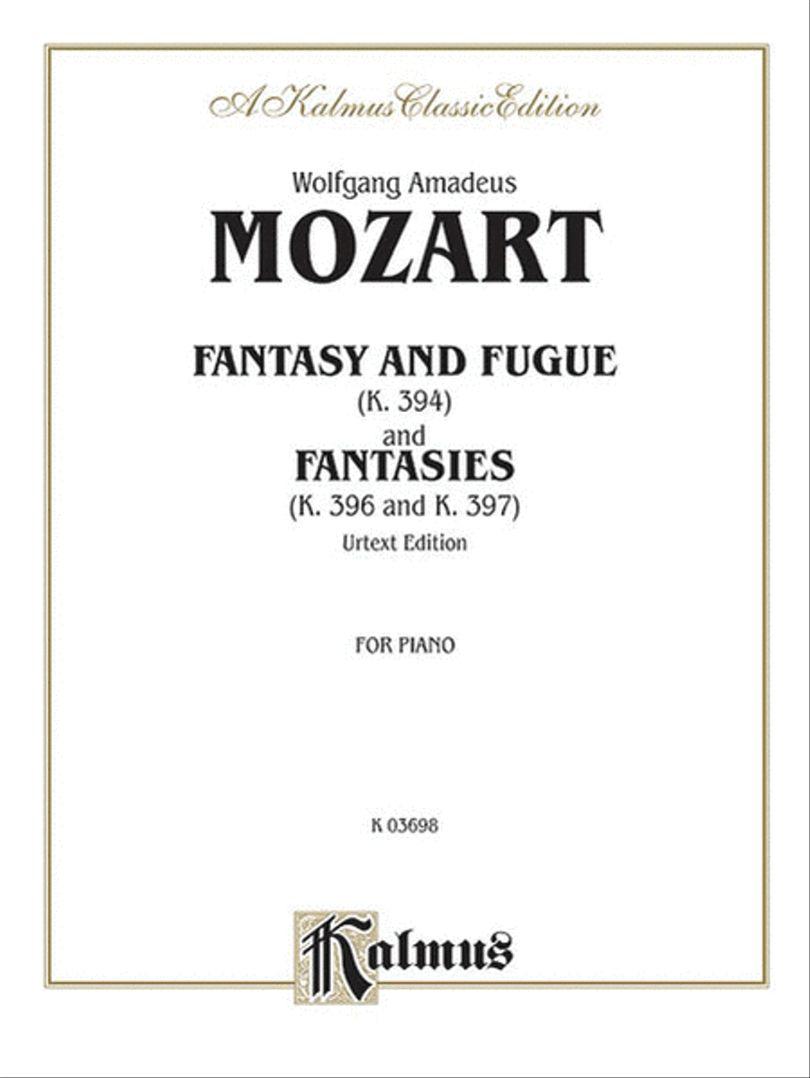 Fantasy and Fugue, K. 394 and Fantasies, K. 396 and 397 (Urtext) Piano Solo scores gallery preview page 1