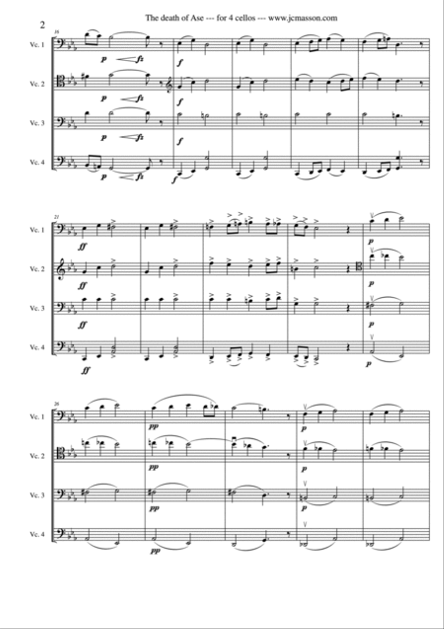 The death of Ase by E.Grieg for cello quartet --- Score and parts --- JCM 2009 String Quartet scores gallery preview page 5