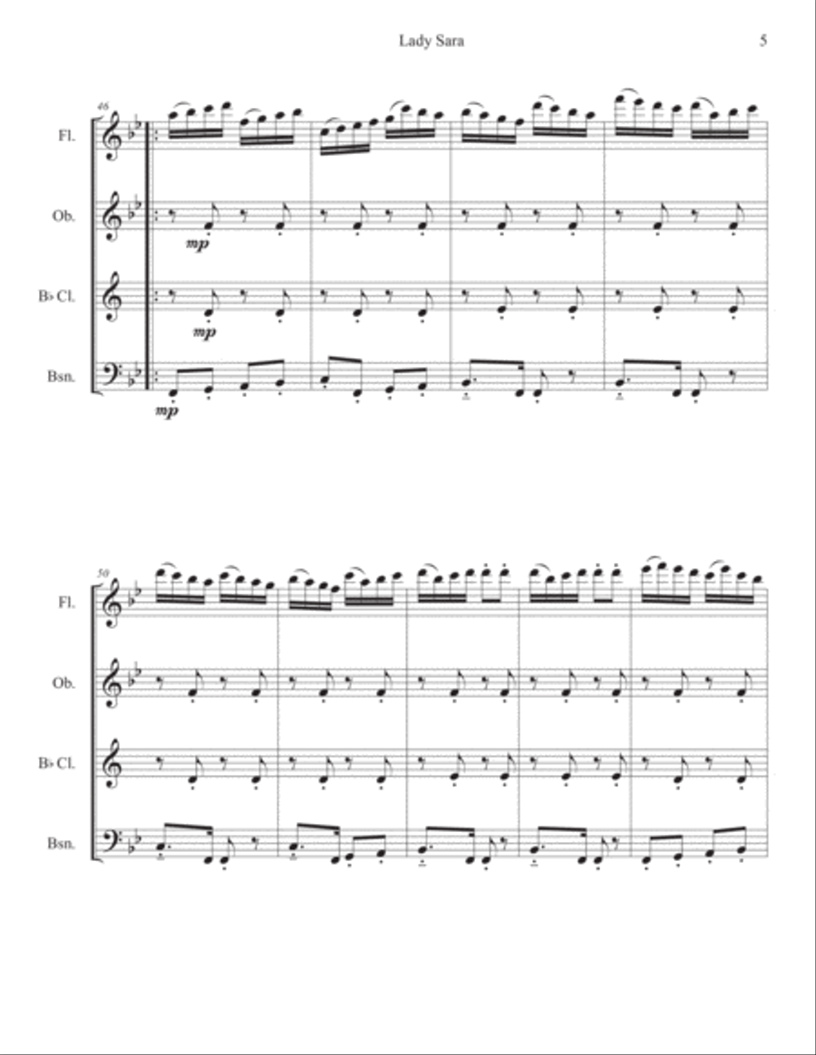 Lady Sara for Woodwind Quartet Woodwind Quartet scores gallery preview page 6