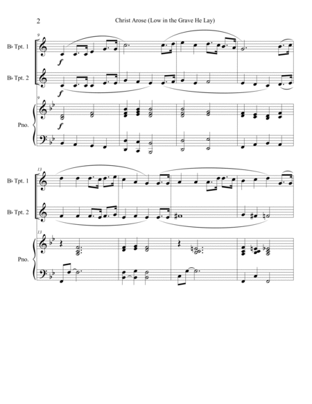 Christ Arose (Low in the Grave He Lay) for trumpet duet with optional piano image number null