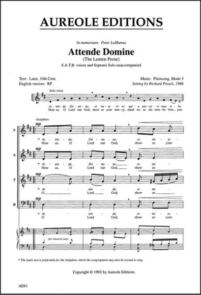 Attende Domine (The Lent Prose)