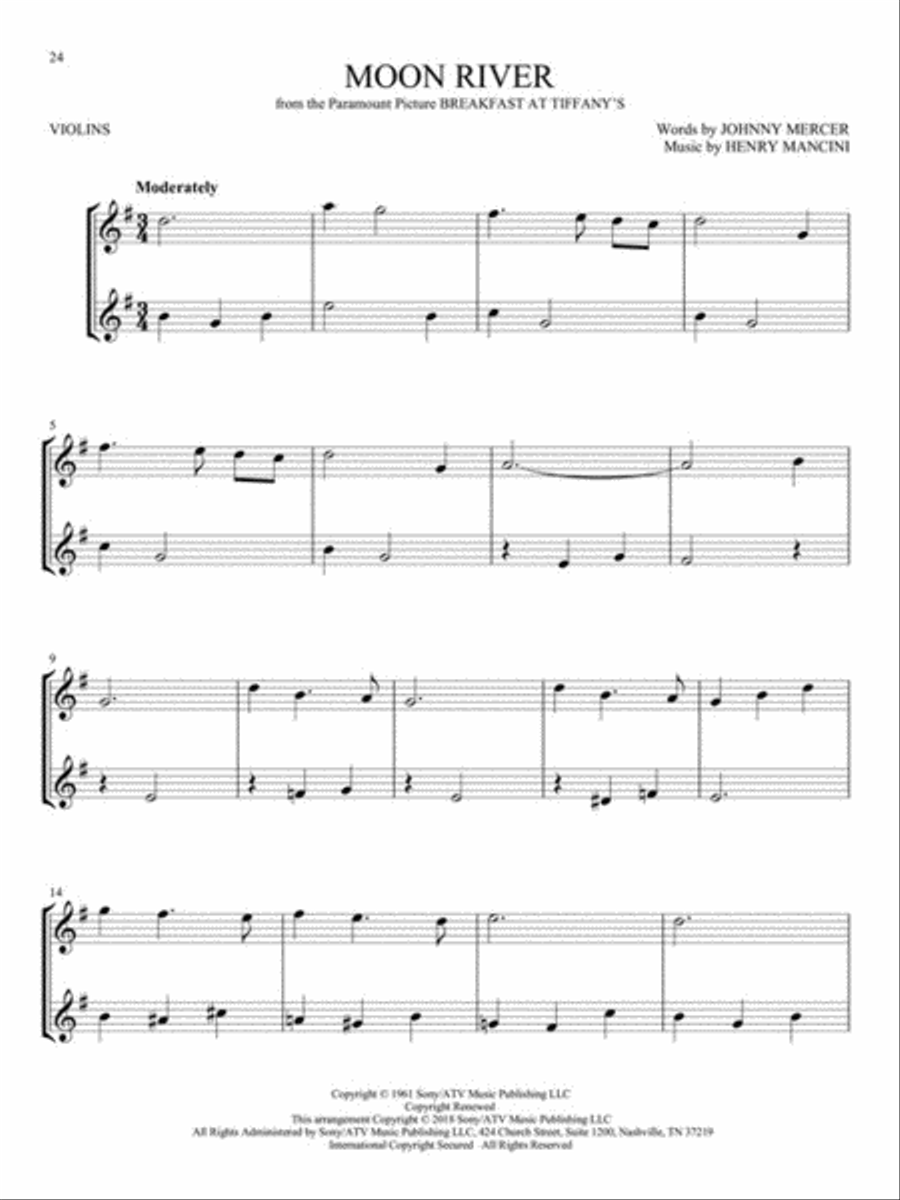 Movie Songs for Two Violins String Duet scores gallery preview page 5