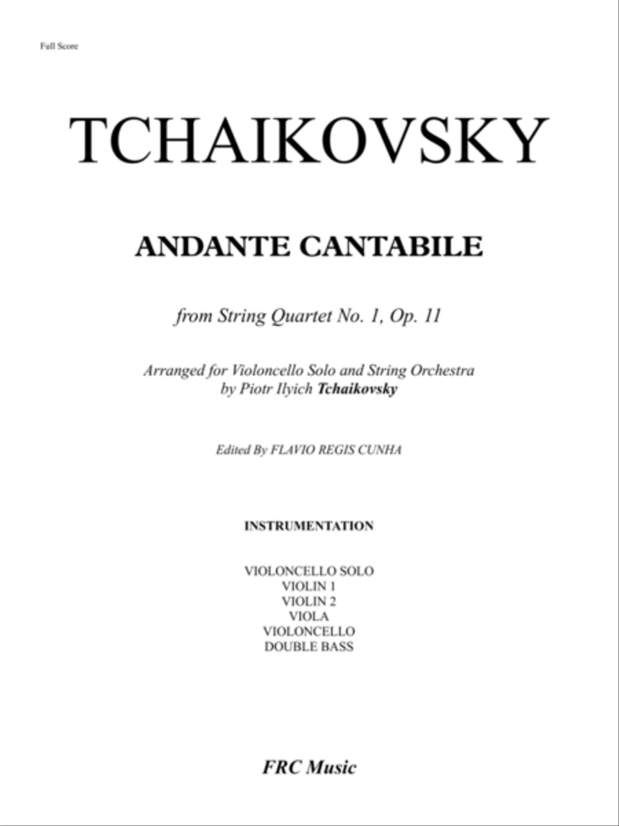 Tchaikovsky: Andante Cantabile for Cello Solo and String Orchestra, Op. posth. String Orchestra scores gallery preview page 2