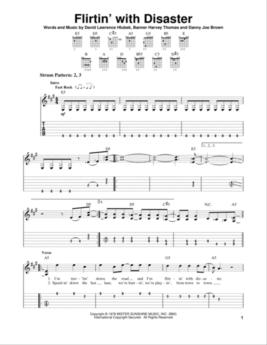 Flirtin' With Disaster Flirtin' With Disaster Acoustic Guitar scores gallery preview page 1