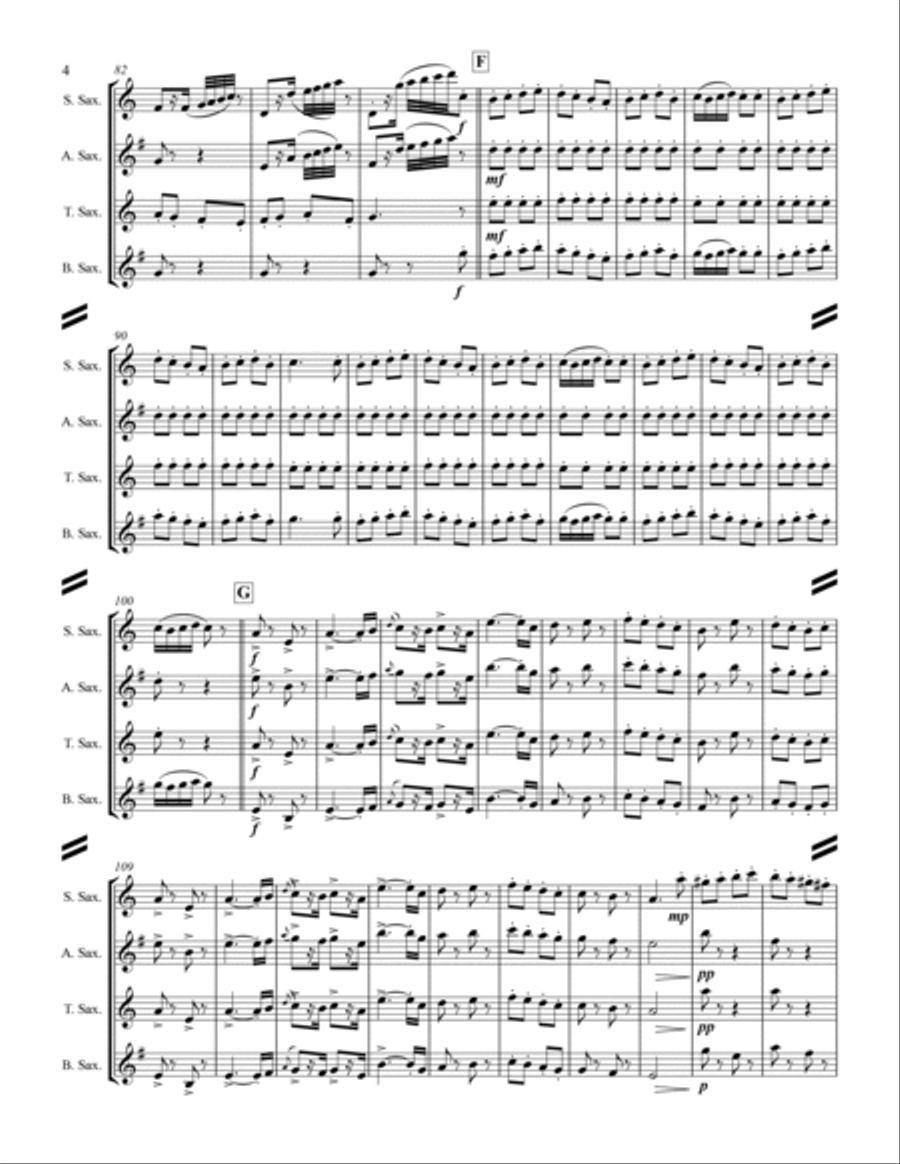 Bizet - Farandole from L'Arlesienne Suite No. II (for Saxophone Quartet SATB) Saxophone Quartet scores gallery preview page 5