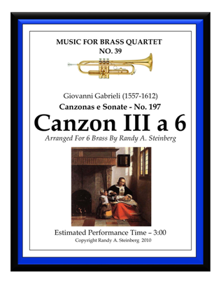 Book cover for Canzon III a 6 - No. 197
