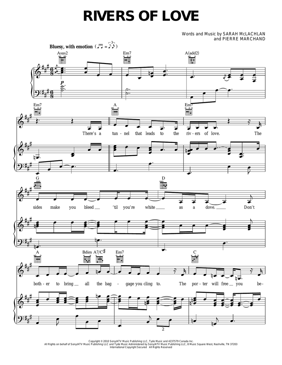 Rivers Of Love Rivers Of Love Piano, Vocal, Guitar scores gallery preview page 1