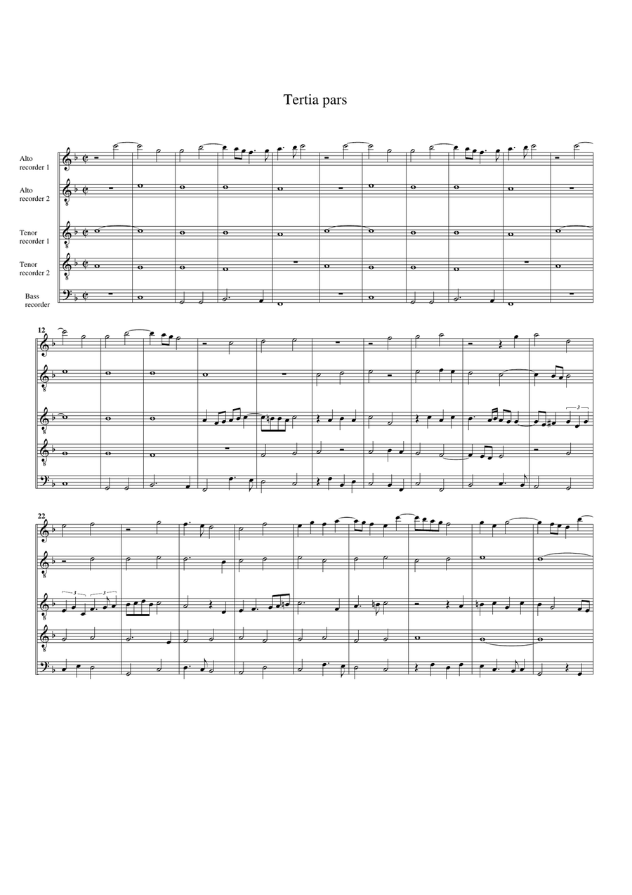 Inviolata, integra et casta es Maria (arrangement for 5 recorders)