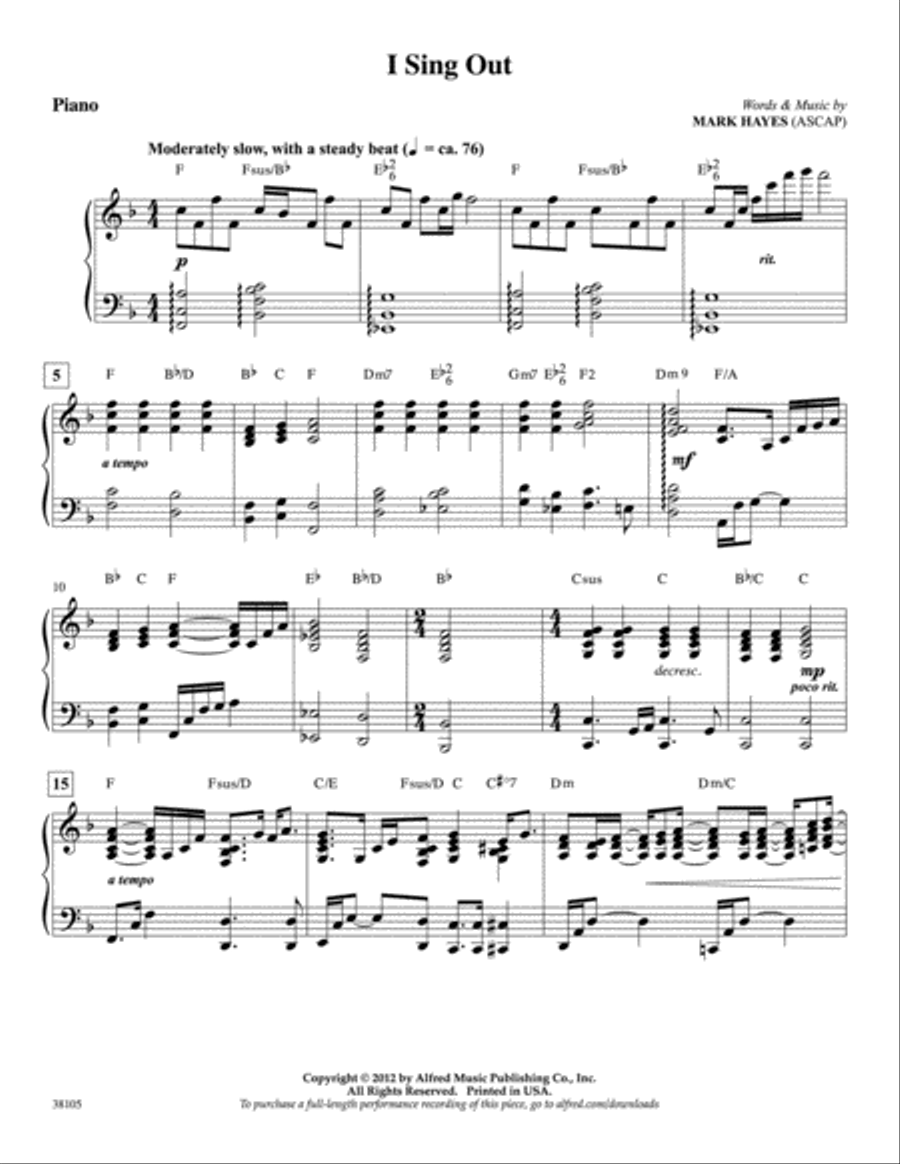 I Sing Out: Piano Accompaniment Piano Accompaniment scores gallery preview page 1