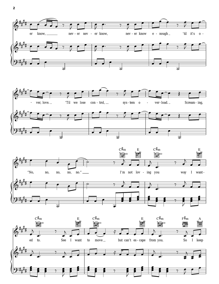 Love Lockdown Piano, Vocal, Guitar scores gallery preview page 2