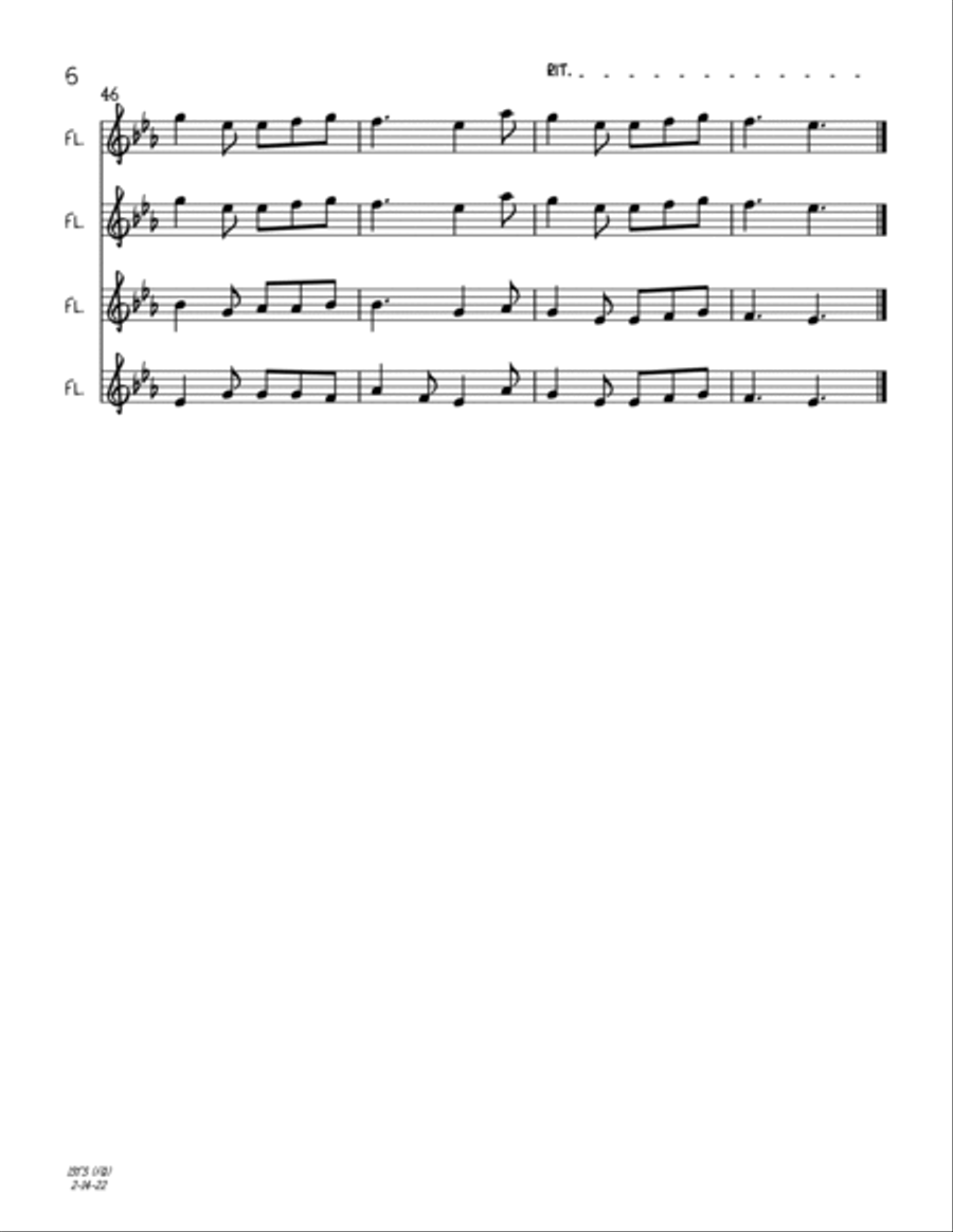 I Saw Three Ships (Flute Quartet) Flute Quartet scores gallery preview page 6