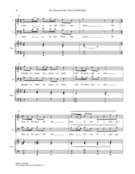 On Christmas Day The Lord Was Born - Mixed Chorus (SATB) with Piano