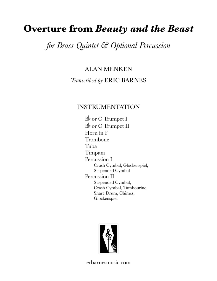 Beauty And The Beast Overture Brass Quintet scores gallery preview page 1
