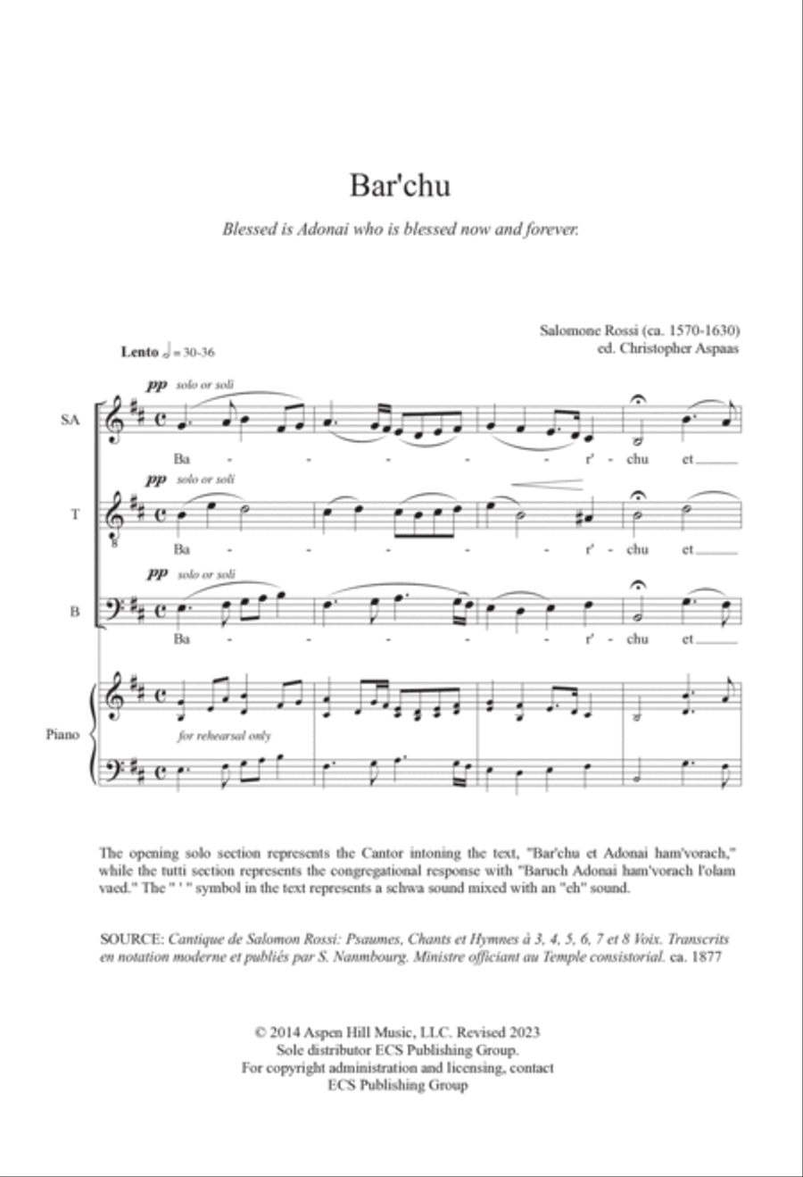 Bar'chu 4-Part scores gallery preview page 2