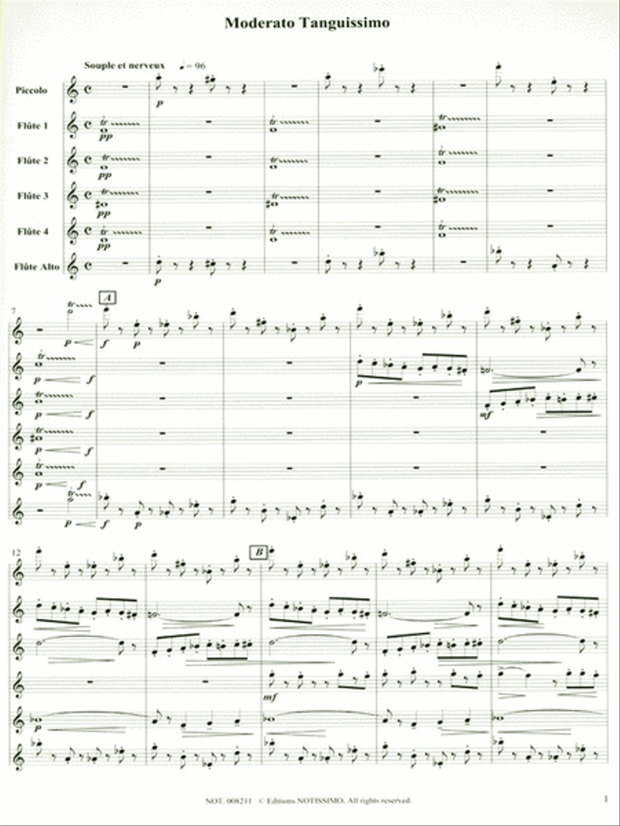 Magny Moderato Tanguissimo Flute Sextet Score/parts Flute Solo scores gallery preview page 2
