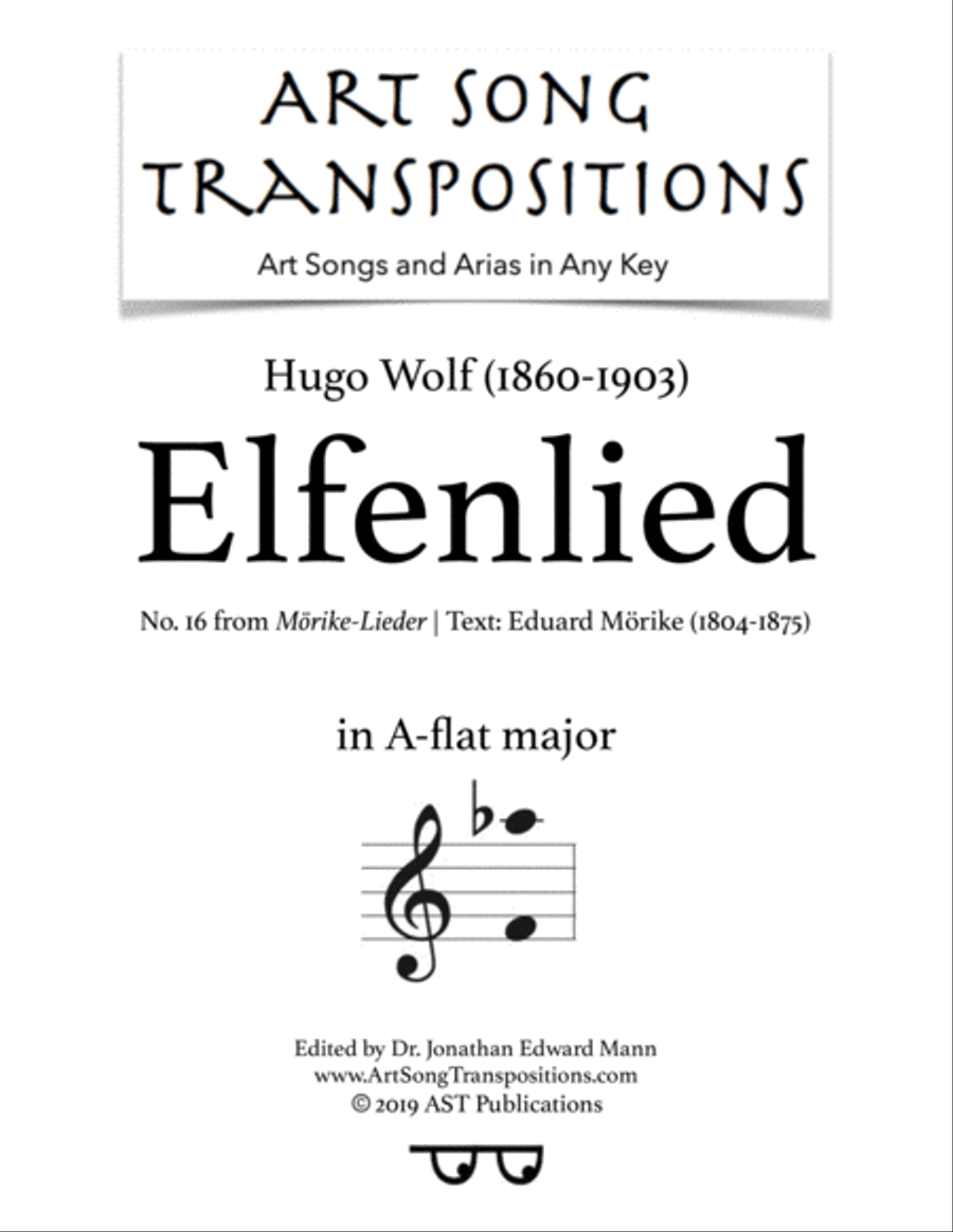 WOLF: Elfenlied (transposed to A-flat major) Voice scores gallery preview page 1