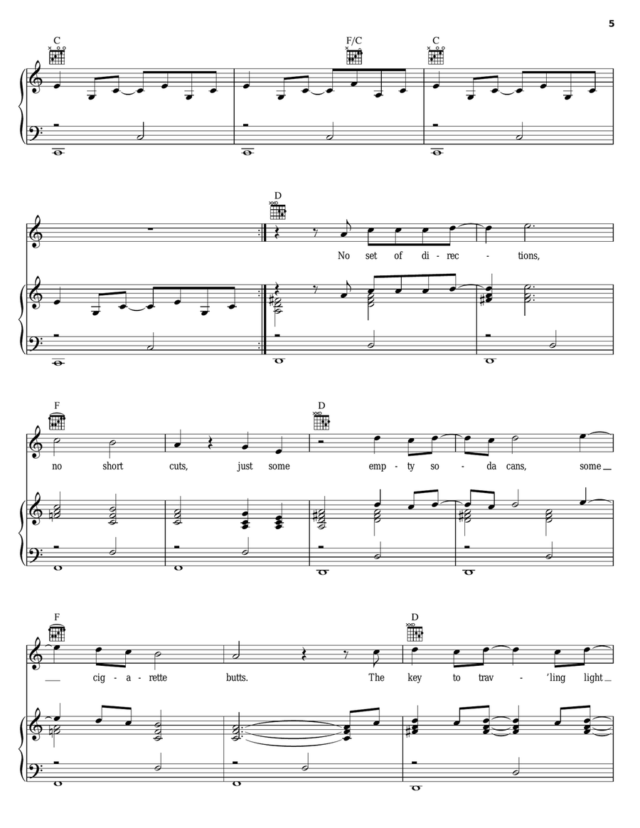 One Small Heart Piano, Vocal, Guitar scores gallery preview page 5