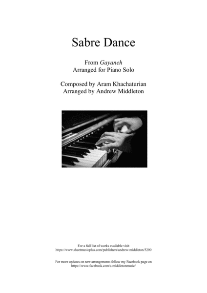 Sabre Dance arranged for Piano Solo image number null