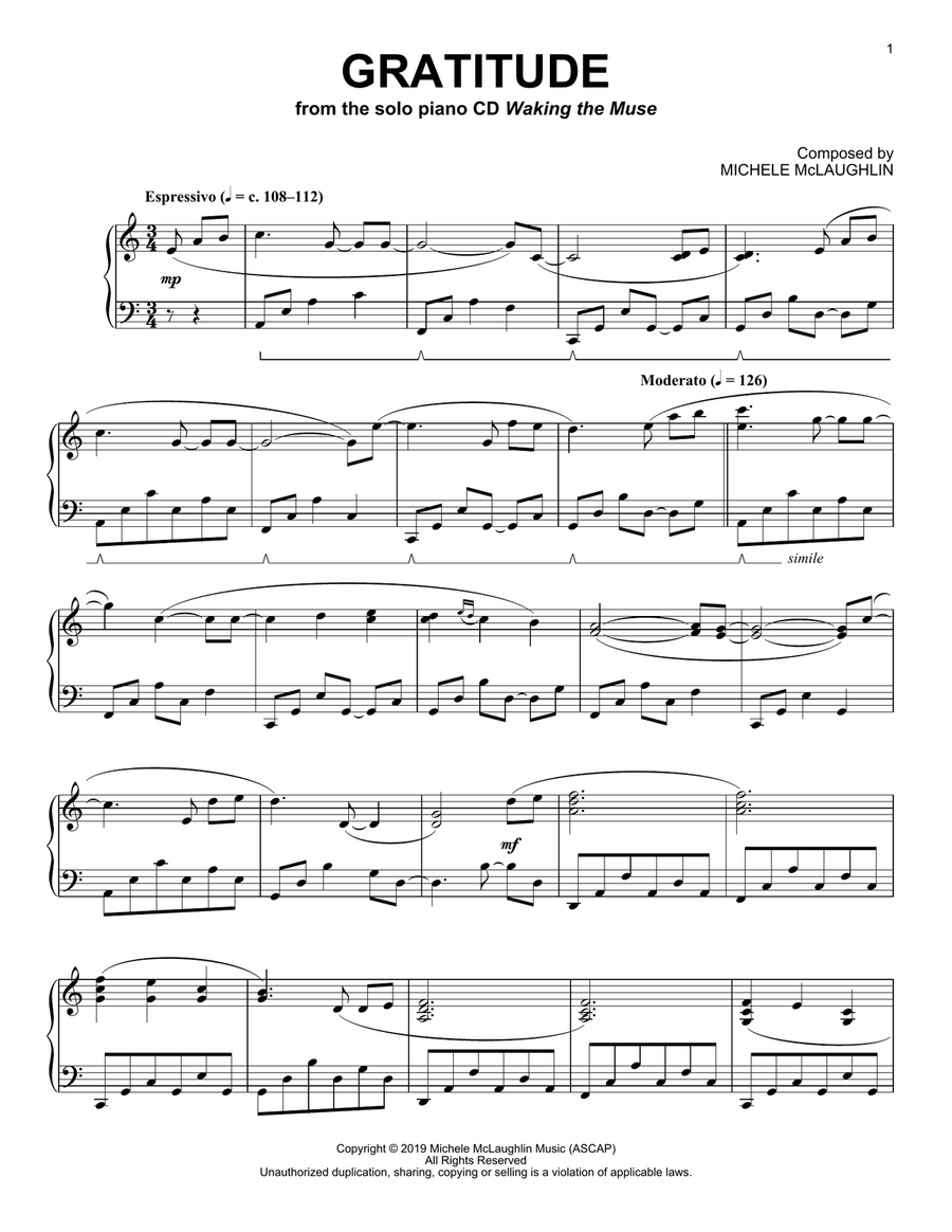 Gratitude Piano Solo scores gallery preview page 1