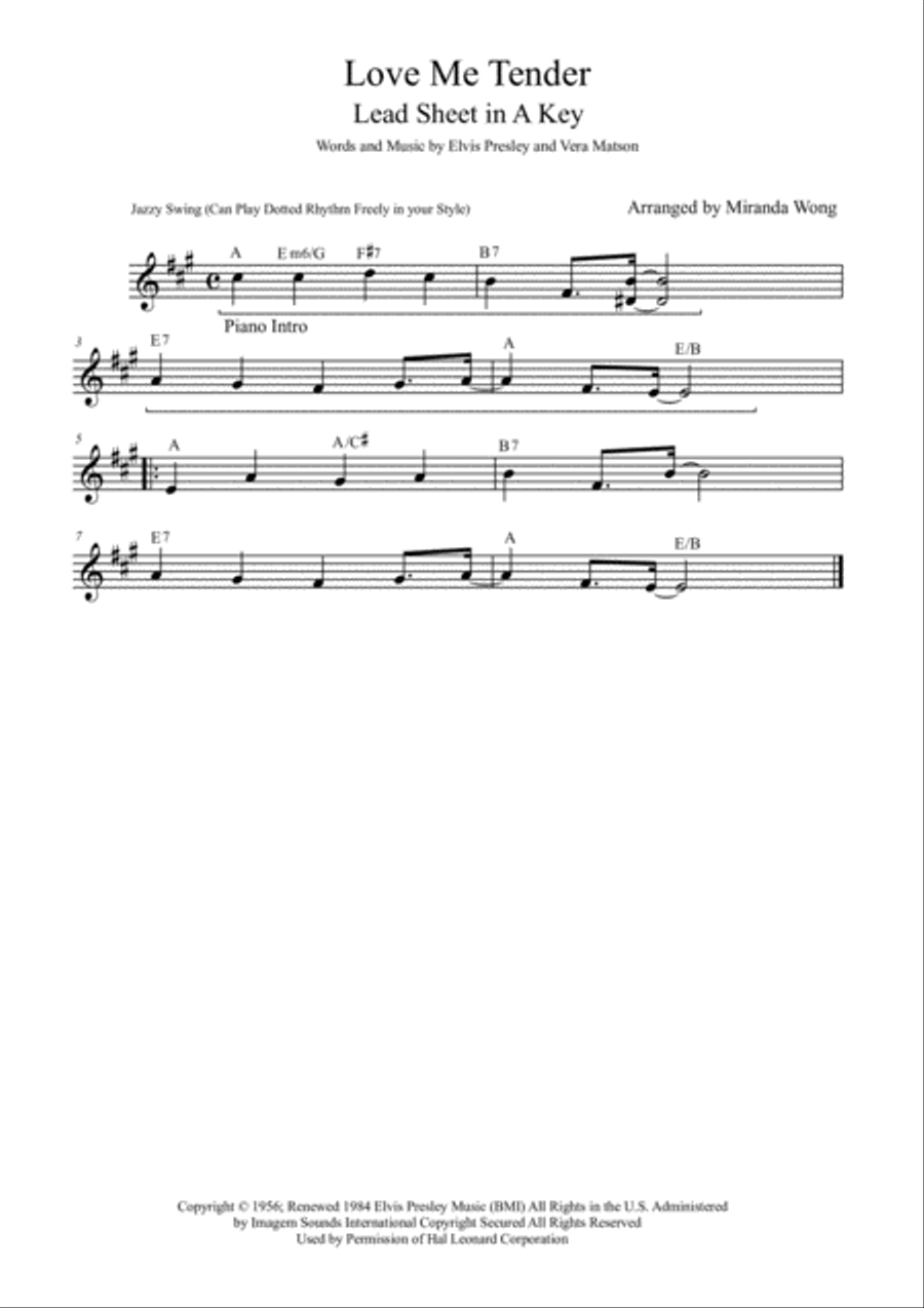 Love Me Tender Small Ensemble scores gallery preview page 1
