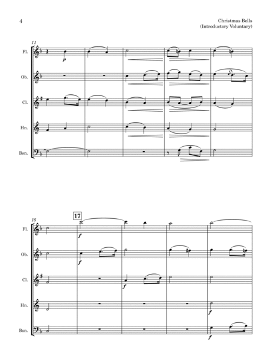 Christmas Bells (arr. for Wind Quintet) Woodwind Quintet scores gallery preview page 5