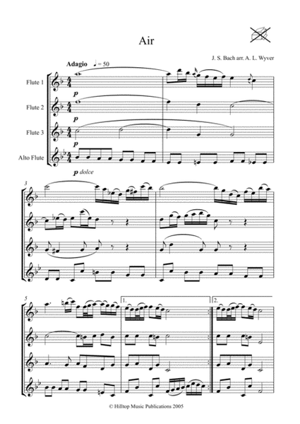 Air from Suite No. 3 in D arr. three concert flutes and alto flute image number null