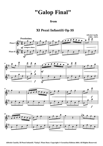 Alfredo Casella "Galop Final XI" from 11 Pezzi Infantili Op. 35. Flute Duet. Encore. Instructional. image number null