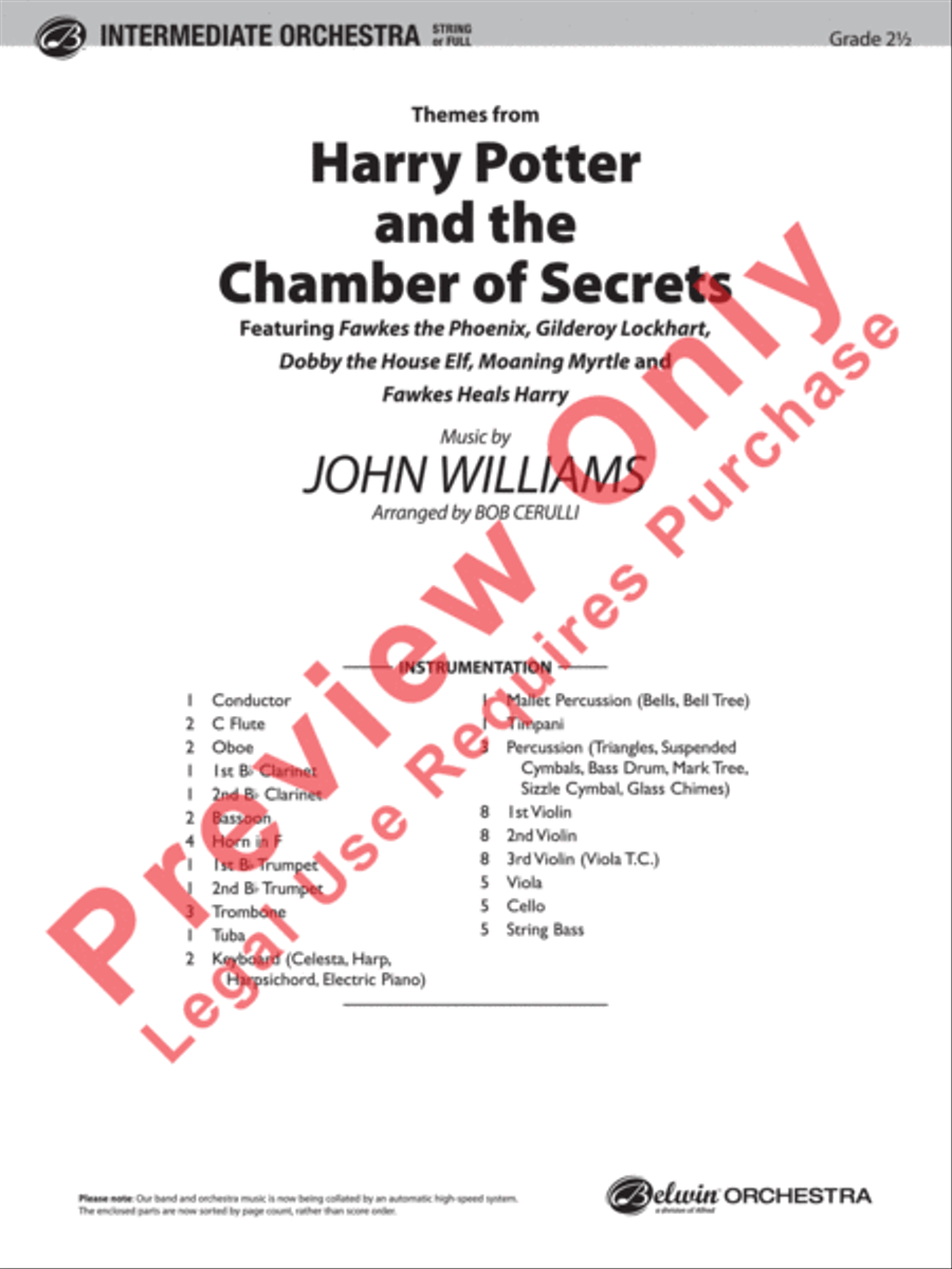 Harry Potter and the Chamber of Secrets, Themes from Full Orchestra scores gallery preview page 2