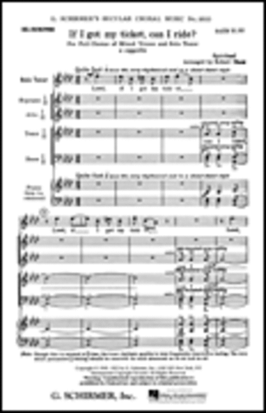 If I Got My Ticket Can I Ride With Tenor Solo A Cappella 4-Part scores gallery preview page 1