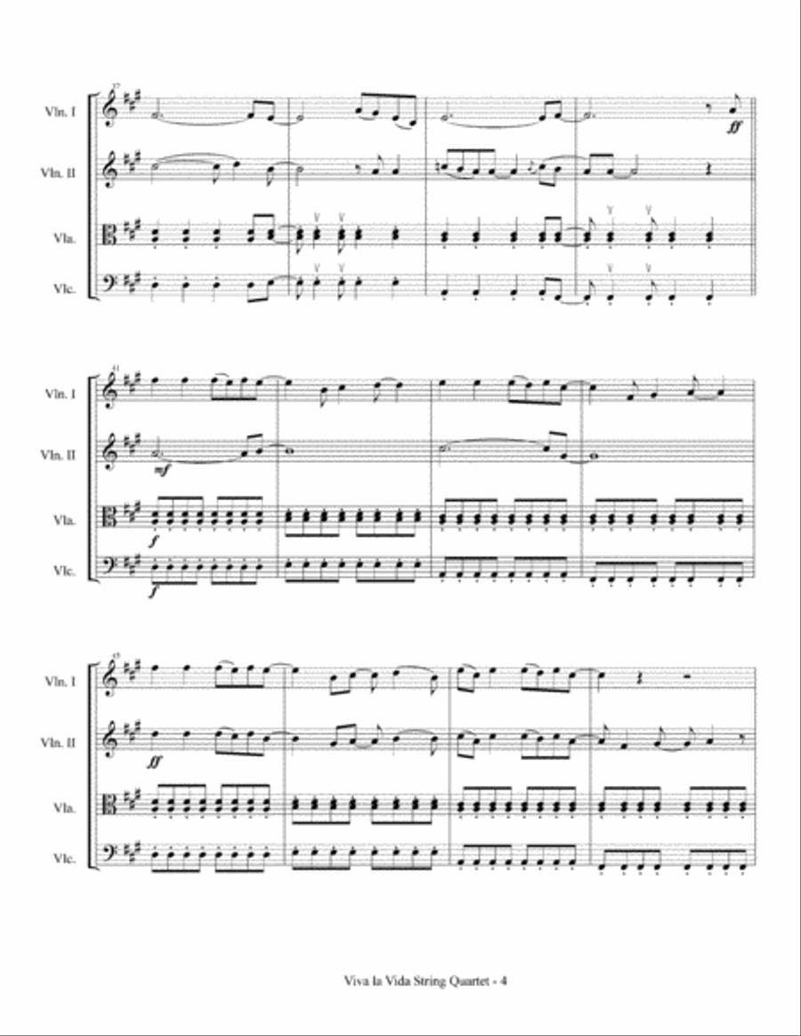 Viva La Vida String Quartet scores gallery preview page 5