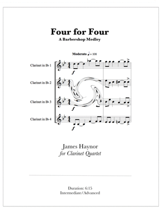 Four for Four - A Barbershop Medley for Clarinet Quartet