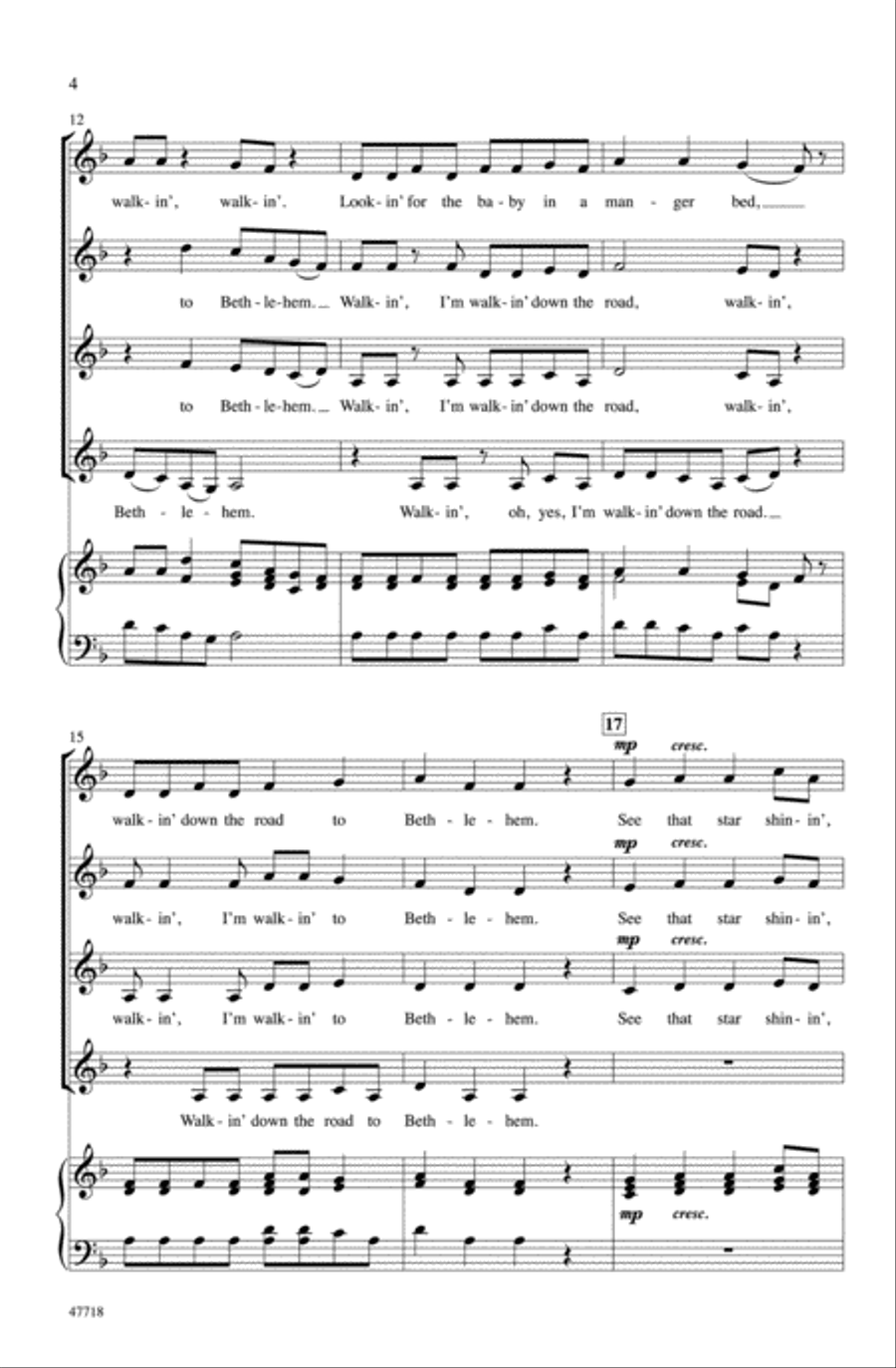 Walkin' Down the Road to Bethlehem Choir scores gallery preview page 3