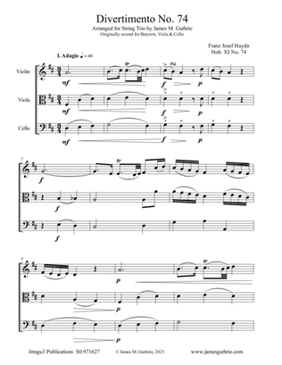 Haydn: Divertimento No. 74 for String Trio