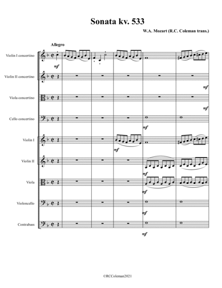 Mozart Sonata kv. 533 for String orchestra image number null
