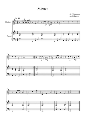 Minuet, Georg Philipp Telemann, For Clarinet & Piano