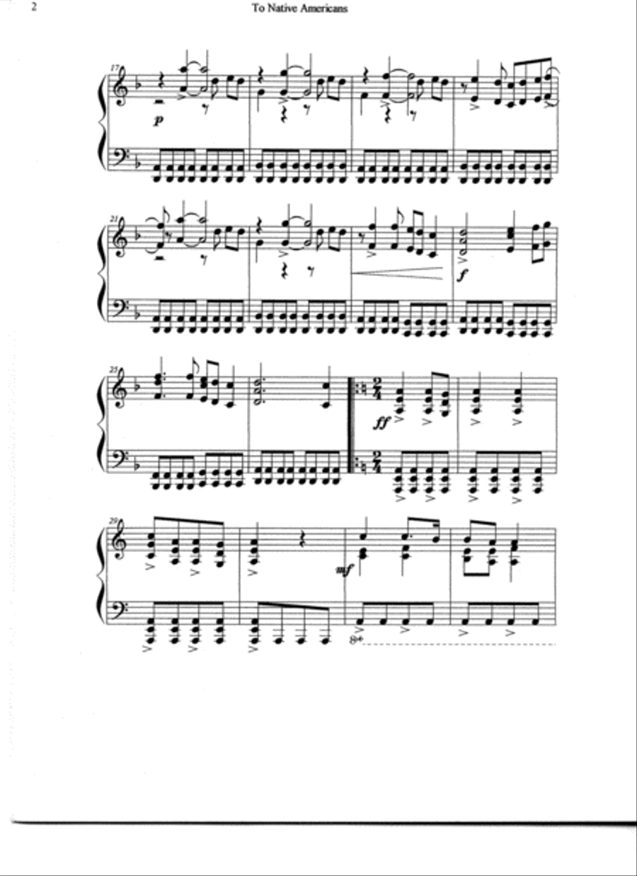 To Native Americans - (piano solo) Piano Solo scores gallery preview page 3